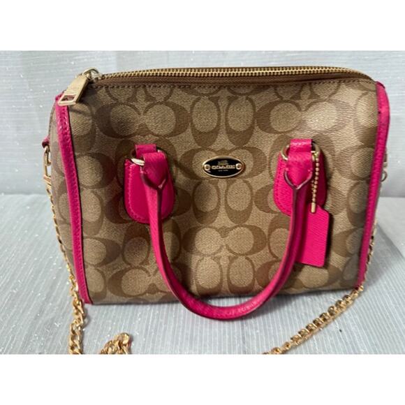 BEAUTIFUL BOWN AND PINK COACH BAG! - Picture 3 of 13
